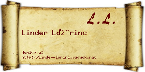 Linder Lőrinc névjegykártya